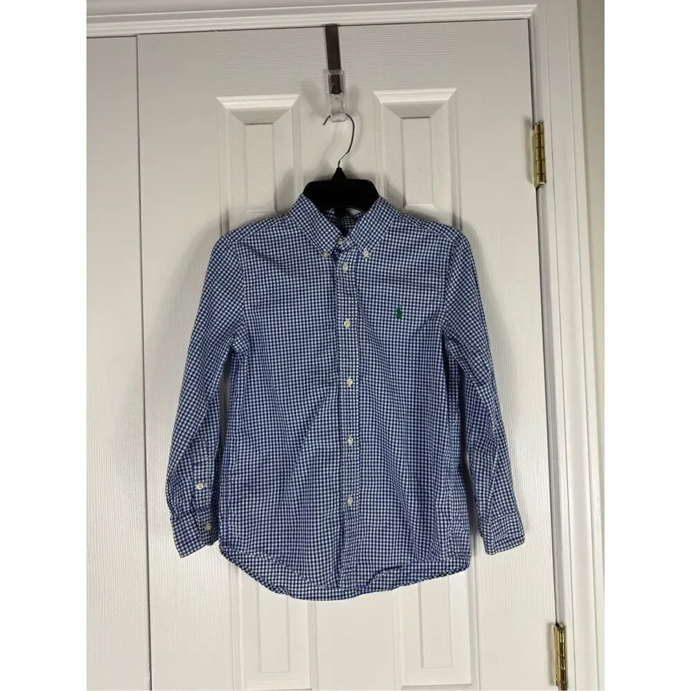 Ralph Lauren Boys Gingham Button Down Shirt 7